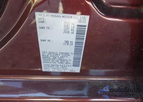 2024 Nissan Altima Sv Intelligent Awd z USA, uszkodzony, nr VIN 1N4BL4DW3RN341761